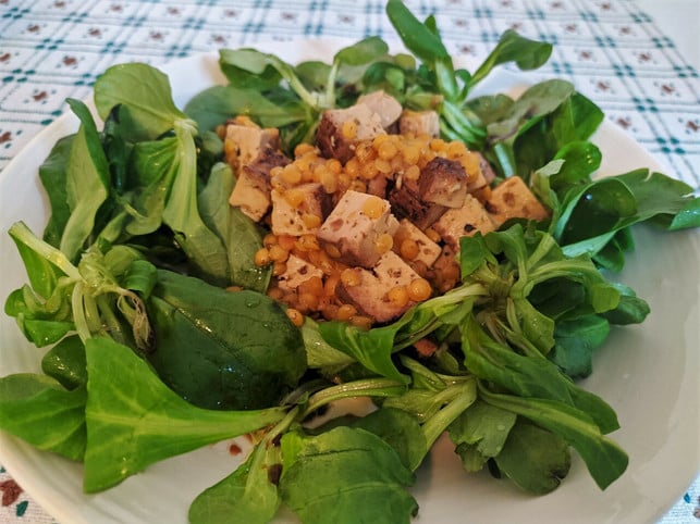 der-feldsalat-mit-roten-linsen-enthaelt-auch-tofu-utopia-klara-obermair-210806_download Der Feldsalat mit roten Linsen enthält auch Tofu.