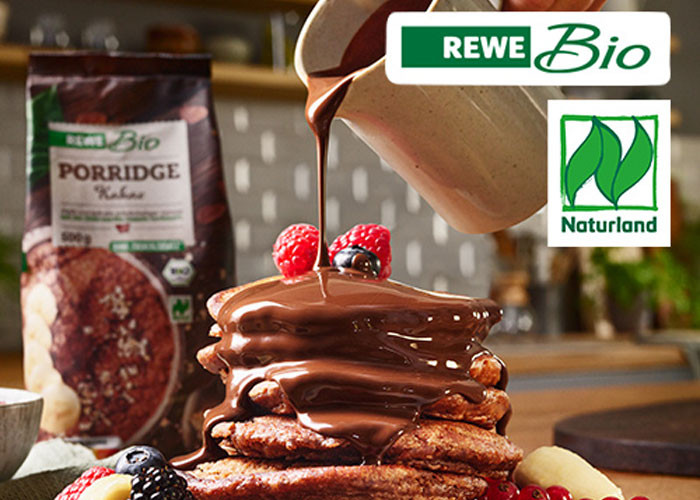 REWE Bio Pancake mit Schokolade, nachhaltigen Kakaoanbau
