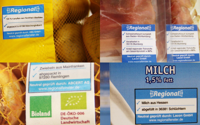 Regionalfenster-Kennzeichnung Regionalfenster-Kennzeichnung auf Produkten