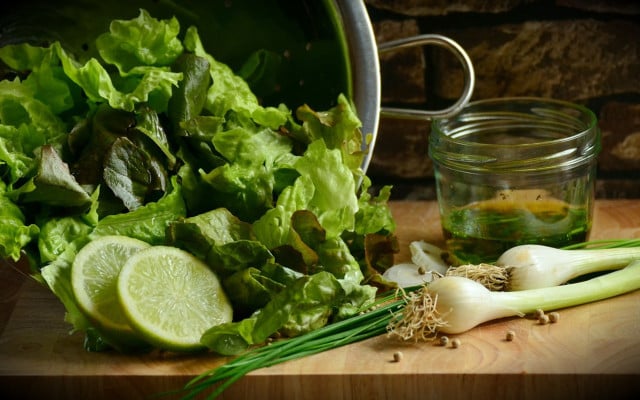 Green salad tastes best with homemade dressing.