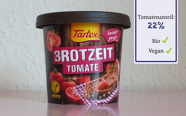 Vegetarischer Brotaufstrich: Brotzeit Tomate von Tartex/Allos Schwarzwald