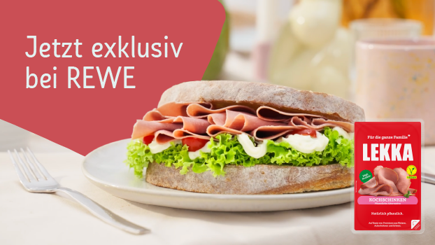 Exklusiv in den REWE-Märkten erhältlich: die neue Schinken- und Wurstalternativen von LEKKA