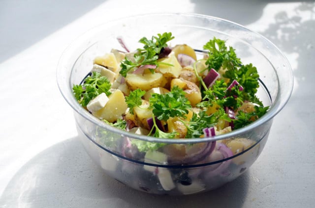 You can make a delicious and hearty potato salad from potatoes from the day before.