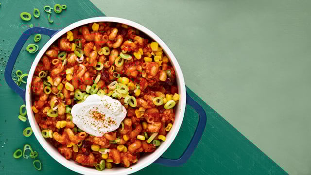 Rezept für vegane One Pot Chili Pasta Rezept für vegane One Pot Chili Pasta