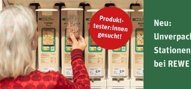 REWE Produkttest unverpackt stationen gutschein gewinnen